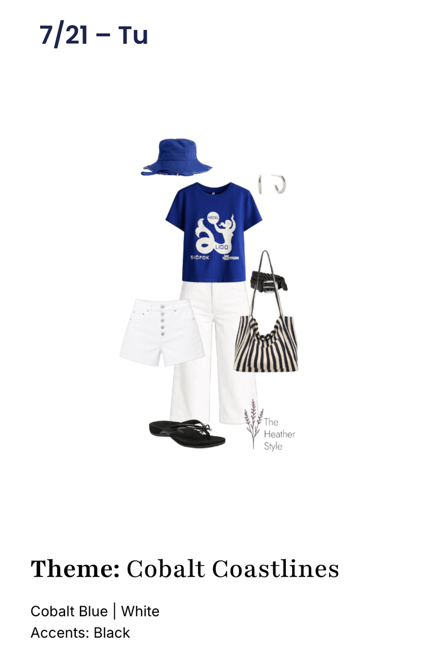 Layflat cobalt coastline outfit calendar preview